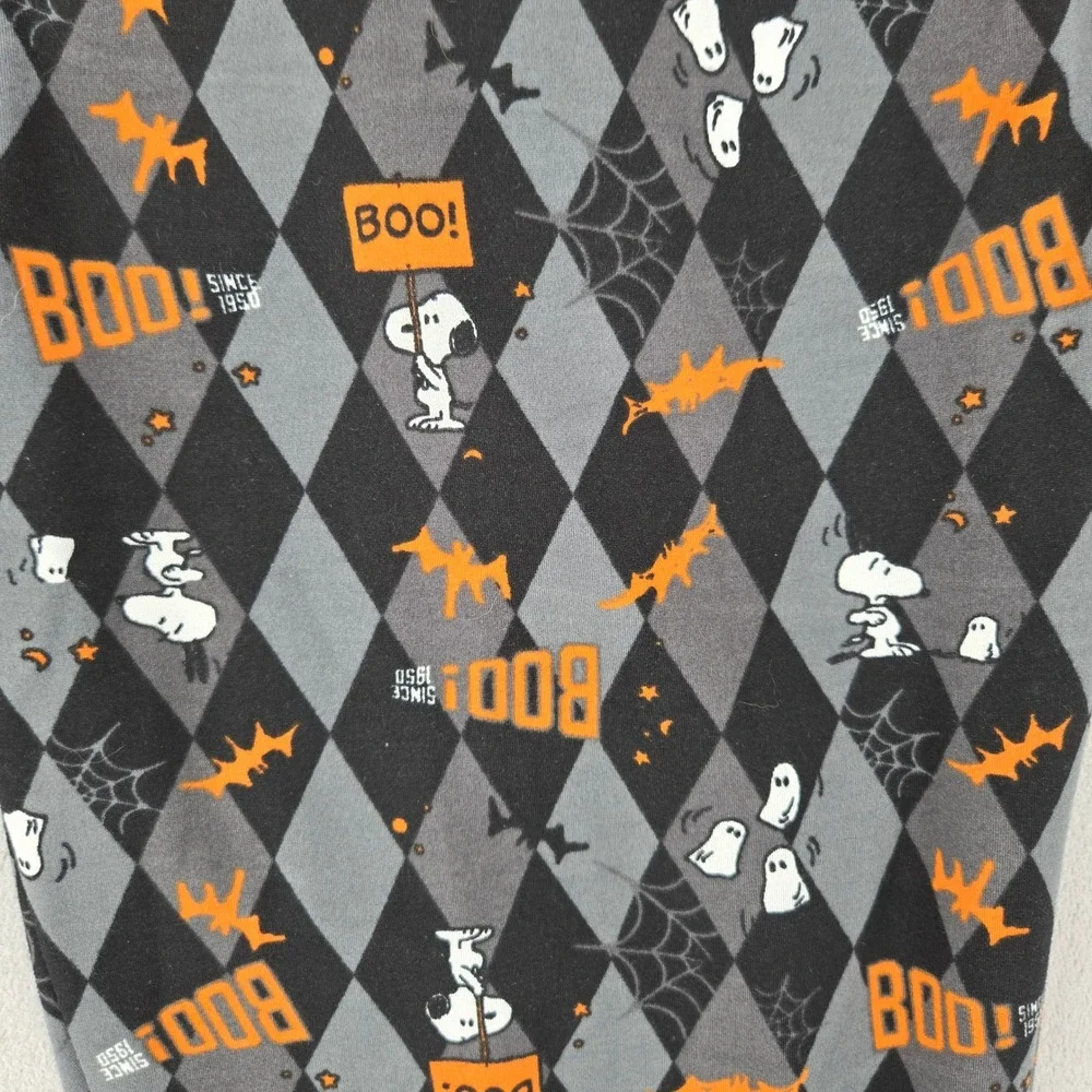 Peanuts Large Halloween Snoopy Argyle Jogger Pajama Pants Black Orange